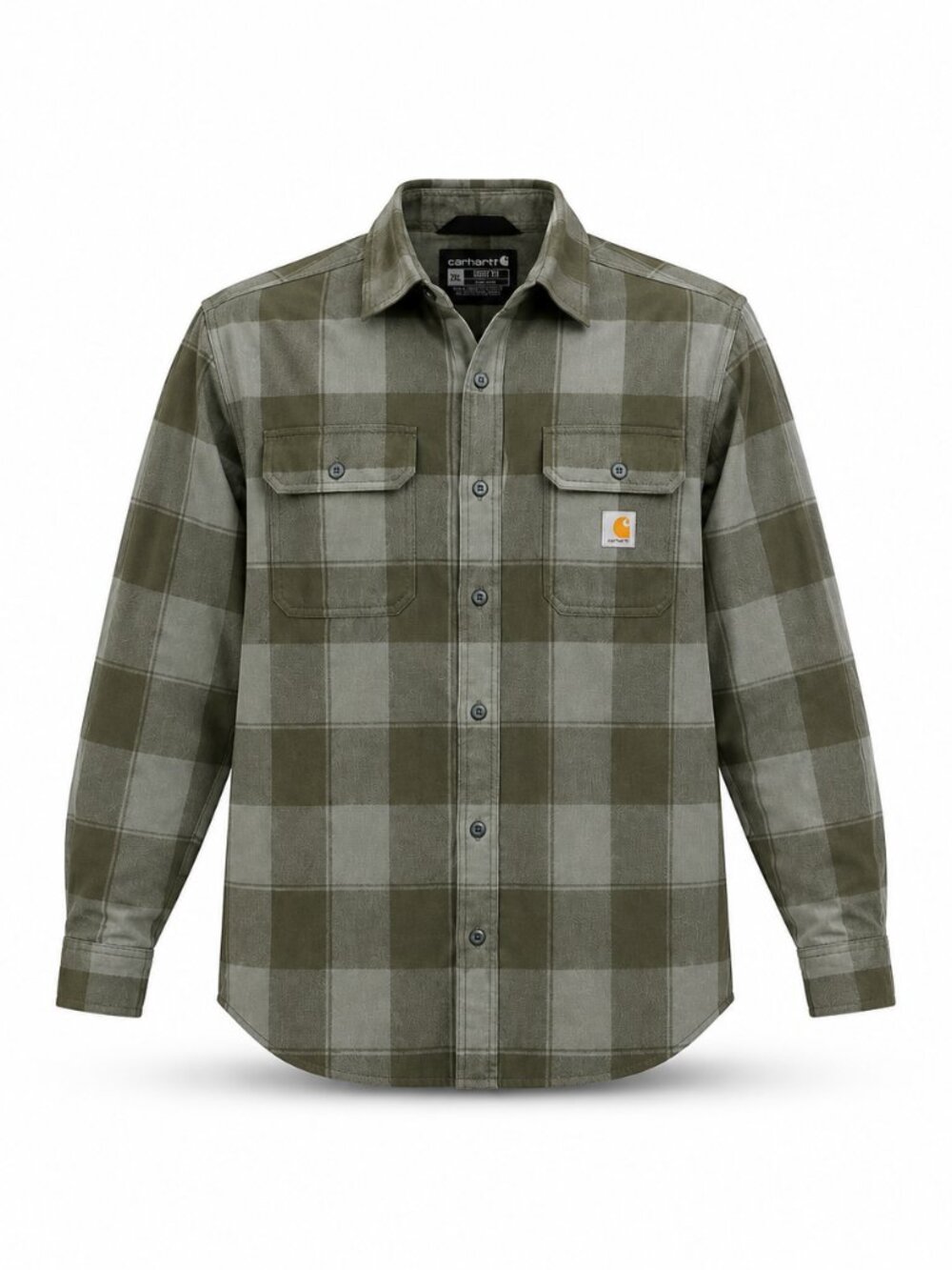 Carhartt Men’s 2XL Loose Fit Heavyweight Plaid Flannel Work Shirt Green
